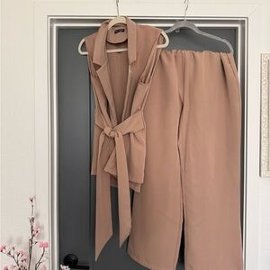SHEIN Tan Sleeveless Pantsuit